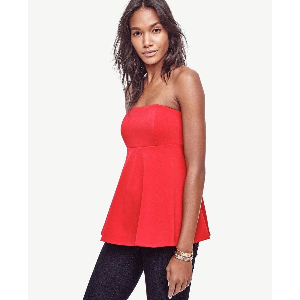 Ann Taylor Red Fit & Flare‎ A-Line Strapless Top - Size 8